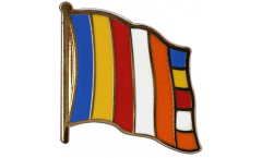Buddhist Flag Pin, Badge - 1 x 1 inch