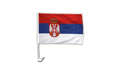 Serbia with coat of arms Car Flag - 12 x 16 inch