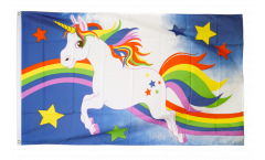 Unicorn blue with rainbow Flag
