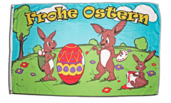 Frohe Ostern Hasenfamilie Flag