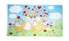 Easter Bunny with Hearts Flag