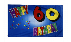 Happy Birthday 60 blue Flag