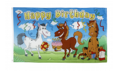 Happy Birthday with Horses Flag