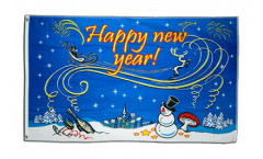 Happy New Year with snowman Flag