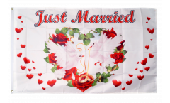 Just Married with hearts Flag