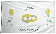 Just Married roses Flag