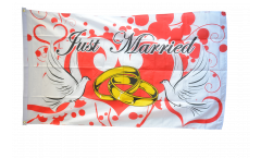 Just Married with doves Flag