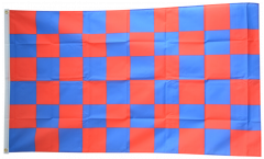 Checkered blue red Flag