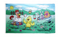 Happy Easter eggs and bunnies Flag