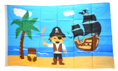 Pirate Island with treasure Flag