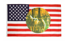 USA 3 wolfs Flag