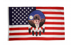 USA feather with wolf Flag