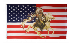 USA with Indian Chief on horse Flag