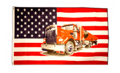 USA with red truck Flag
