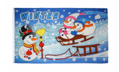 Winter with snowman Flag