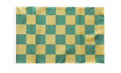 Checkered green-yellow Flag with sleeve