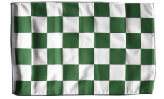 Checkered green-white Flag with sleeve