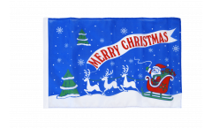 Merry Christmas Santa Claus with sledge Flag with sleeve