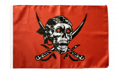 Pirate on red shawl Flag with sleeve