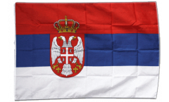 Serbia with coat of arms Flag with sleeve