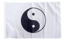 Ying and Yang, white Flag with sleeve