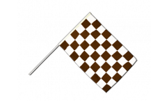Checkered brown-white Hand Waving Flag