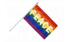 Rainbow with PEACE Hand Waving Flag