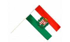 Hungary with coat of arms Hand Waving Flag