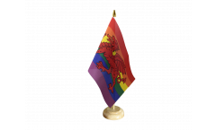 Rainbow with welsh dragon Table Flag