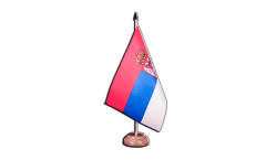 Serbia with coat of arms Table Flag