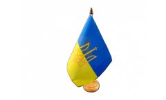 Ukraine with coat of arms Table Flag