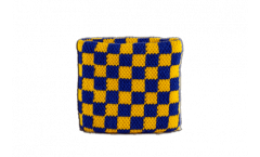 Checkered blue-yellow Wristband / sweatband - 2.5 x 3.15 inch