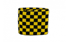 Checkered black-yellow Wristband / sweatband - 2.5 x 3.15 inch